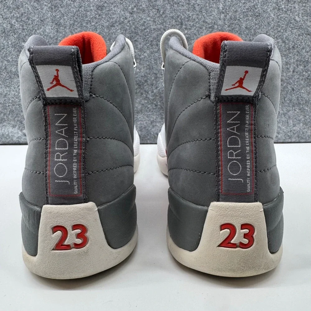 Jordan 12 Retro Cool Grey Mens Size 8.5 Grey Orange White 130690-012